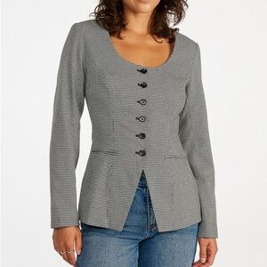 Houndstooth Button-Up Jacket
